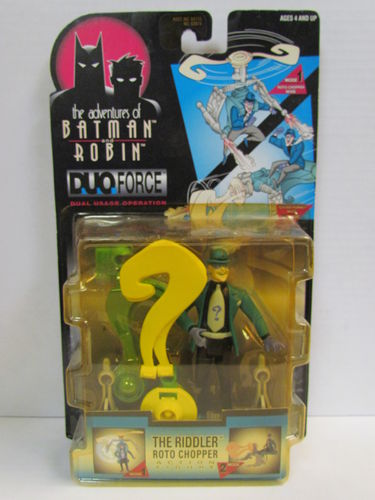Kenner Batman and Robin Duo Force: The Riddler Roto Chopper (package yellowed)