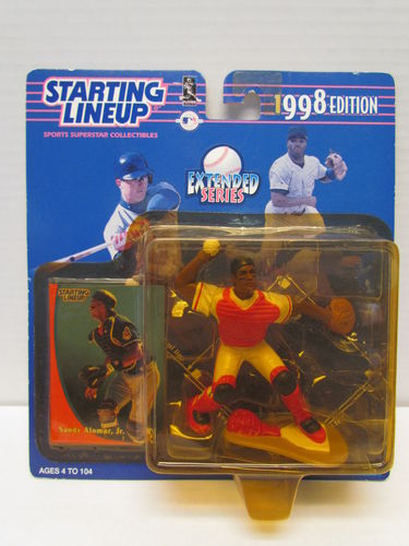 SANDY ALOMAR JR 1998 Starting Lineup Baseball Figure (Yellowed Package)