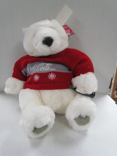 Coca Cola Plush Polar Bear wearing Christmas Sweater