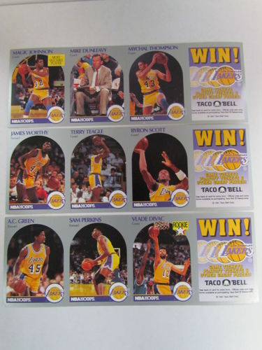 1990/91 NBA Hoops Taco Bell Lakers Basketball Set