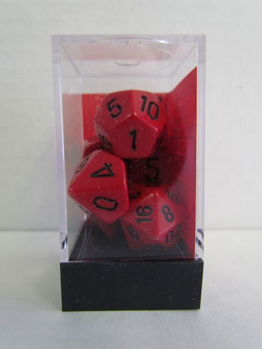 Chessex 7Ct Opaque Poly RED/BLACK Dice Set