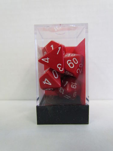 Chessex 7Ct Opaque Poly RED/WHITE Dice Set