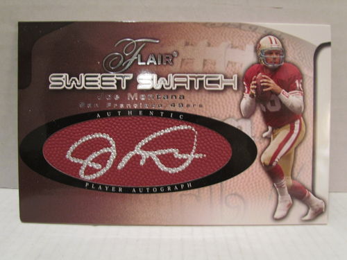 2002 Flair Sweet Swatch Autographed Football Panel Joe Montana
